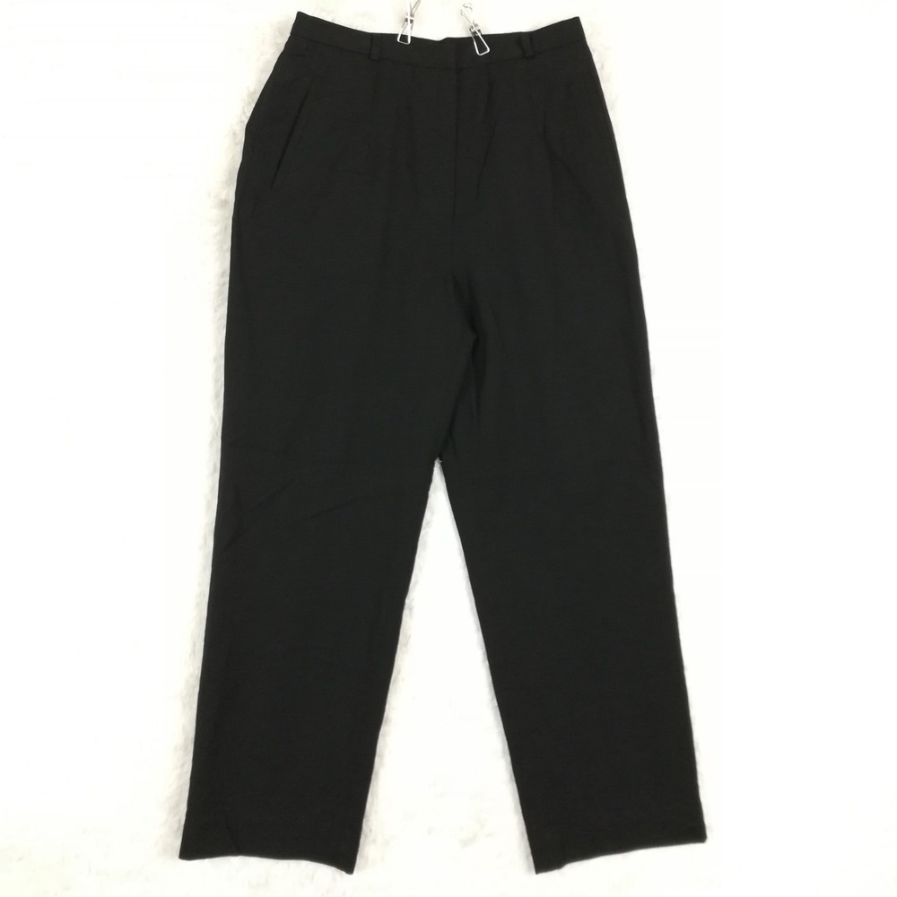 Talbots Womens Pants Wool Trouser Black Pleated Business Casual High Petite 8P‎